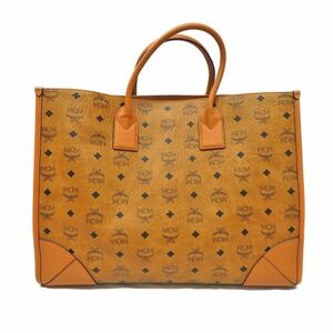 MCM Visetos Tote Bag Cognac Leather